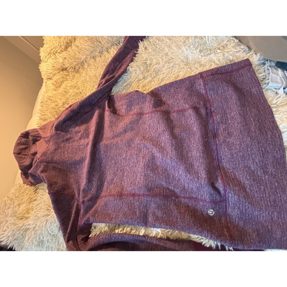 Lululemon Scuba Full Zip Hoodie Heathered Purple Knit Thumbholes Jacket - Picture 7 of 10